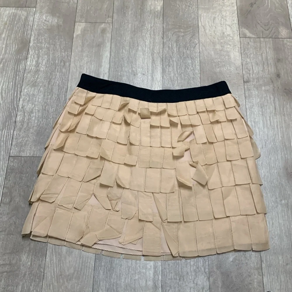 Womens J.Crew 100% Silk Ribbon Tiered Mini‎ Skirt